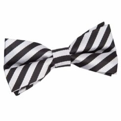 Black and Silver Thin Stripe Pre-Tied Bow Tie Black and Silver Thin Stripe Pre-Tied Bow Tie