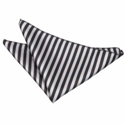 Black and Silver Thin Stripe Pocket Square