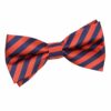 Navy Blue and Red Thin Stripe Pre-Tied Bow Tie