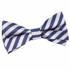 Navy Blue and Silver Thin Stripe Pre-Tied Bow Tie Navy Blue and Silver Thin Stripe Pre-Tied Bow Tie