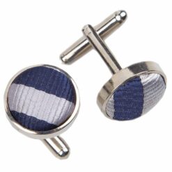 Navy Blue and Silver Thin Stripe Cufflinks Navy Blue and Silver Thin Stripe Cufflinks