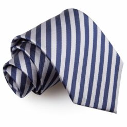 Navy Blue and Silver Thin Stripe Tie