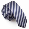Navy Blue and Silver Thin Stripe Skinny Tie