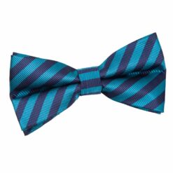 Navy Blue and Teal Thin Stripe Pre-Tied Bow Tie Navy Blue and Teal Thin Stripe Pre-Tied Bow Tie