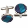Navy Blue and Teal Thin Stripe Cufflinks