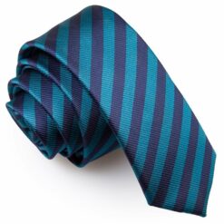 Navy Blue and Teal Thin Stripe Skinny Tie Navy Blue and Teal Thin Stripe Skinny Tie