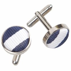 White and Navy Blue Thin Stripe Cufflinks White and Navy Blue Thin Stripe Cufflinks