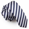 White and Navy Blue Thin Stripe Skinny Tie