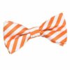 White and Orange Thin Stripe Pre-Tied Bow Tie