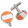 White and Orange Thin Stripe Cufflinks