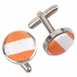 White and Orange Thin Stripe Cufflinks White and Orange Thin Stripe Cufflinks