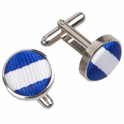 White and Royal Blue Thin Stripe Cufflinks White and Royal Blue Thin Stripe Cufflinks