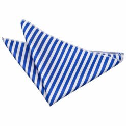 White and Royal Blue Thin Stripe Pocket Square