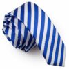 White and Royal Blue Thin Stripe Skinny Tie