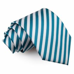 White and Teal Thin Stripe Tie White and Teal Thin Stripe Tie