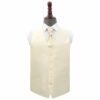 Beige Plain Shantung Wedding Waistcoat and Cravat Set