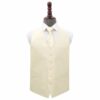 Beige Plain Shantung Wedding Waistcoat and Tie Set