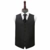 Black Plain Shantung Wedding Waistcoat and Cravat Set