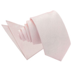 Blush Pink Plain Shantung Slim Tie and Pocket Square Set Blush Pink Plain Shantung Slim Tie and Pocket Square Set