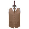 Bronze Plain Shantung Wedding Waistcoat and Cravat Set