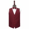 Burgundy Plain Shantung Wedding Waistcoat and Bow Tie Set