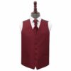 Burgundy Plain Shantung Wedding Waistcoat and Cravat Set