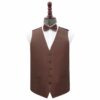 Chocolate Brown Plain Shantung Wedding Waistcoat and Bow Tie Set
