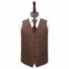 Chocolate Brown Plain Shantung Wedding Waistcoat and Cravat Set