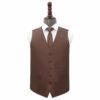 Chocolate Brown Plain Shantung Wedding Waistcoat and Tie Set