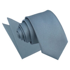 Dusty Blue Plain Shantung Slim Tie and Pocket Square Set Dusty Blue Plain Shantung Slim Tie and Pocket Square Set