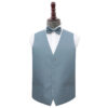 Dusty Blue Plain Shantung Wedding Waistcoat and Bow Tie Set