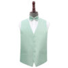 Dusty Green Plain Shantung Wedding Waistcoat and Bow Tie Set