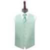 Dusty Green Plain Shantung Wedding Waistcoat and Cravat Set