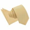 Beige Plain Shantung Slim Tie and Pocket Square Set