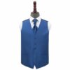Navy Blue Plain Shantung Wedding Waistcoat and Cravat Set
