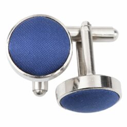 Navy Blue Plain Shantung Cufflinks