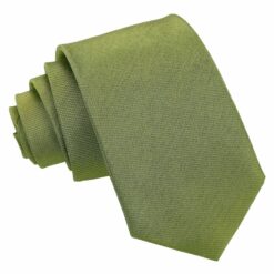 Olive Green Plain Shantung Slim Tie Olive Green Plain Shantung Slim Tie
