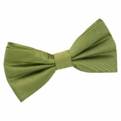 Olive Green Plain Shantung Pre-Tied Bow Tie