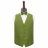 Olive Green Plain Shantung Wedding Waistcoat and Bow Tie Set