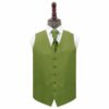 Olive Green Plain Shantung Wedding Waistcoat and Cravat Set