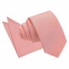 Beige Plain Shantung Slim Tie and Pocket Square Set