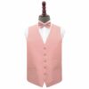Peach Pink Plain Shantung Wedding Waistcoat and Bow Tie Set
