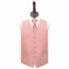 Peach Pink Plain Shantung Wedding Waistcoat and Cravat Set