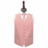 Peach Pink Plain Shantung Wedding Waistcoat and Tie Set
