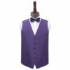 Cadbury Purple Plain Shantung Wedding Waistcoat and Bow Tie Set