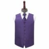 Cadbury Purple Plain Shantung Wedding Waistcoat and Cravat Set
