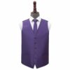 Cadbury Purple Plain Shantung Wedding Waistcoat and Tie Set