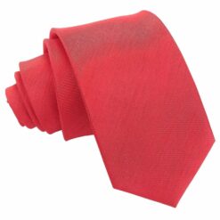Red Plain Shantung Slim Tie Red Plain Shantung Slim Tie