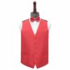 Red Plain Shantung Wedding Waistcoat and Bow Tie Set