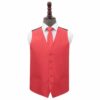 Red Plain Shantung Wedding Waistcoat and Tie Set